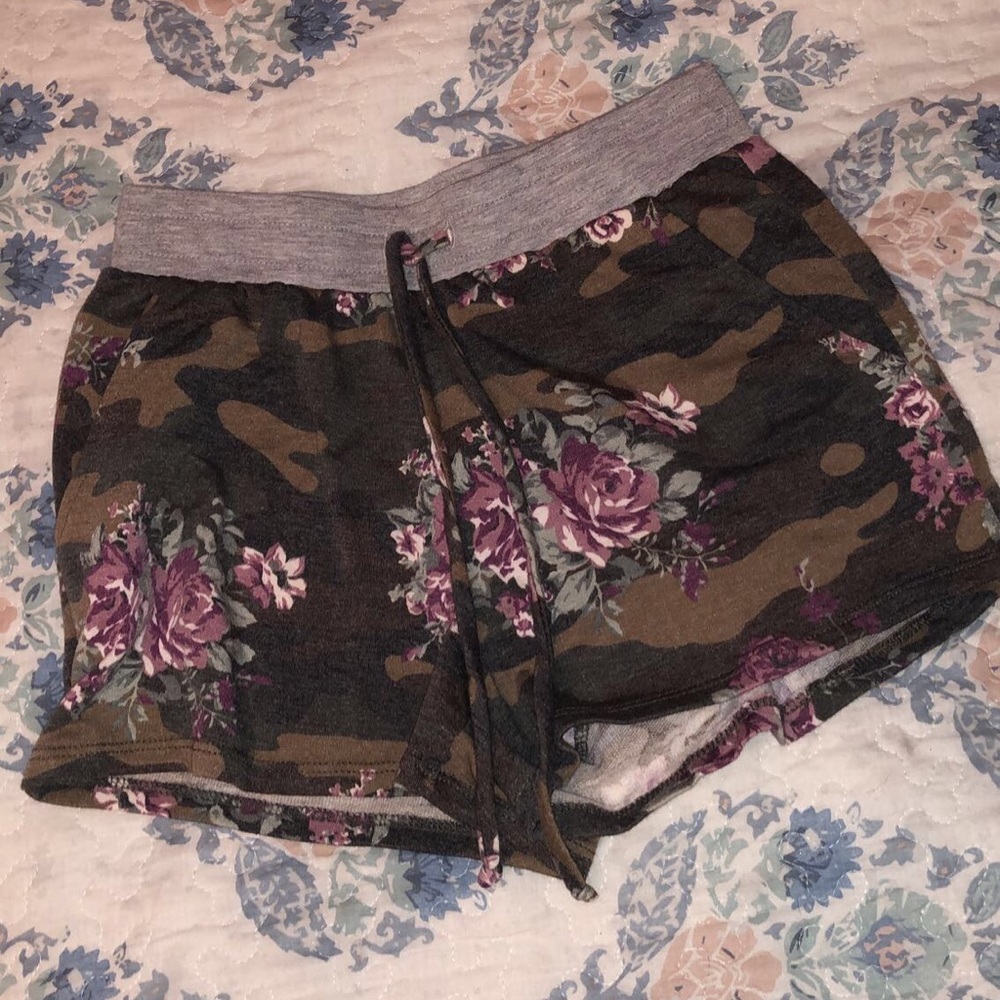 Camo shorts.